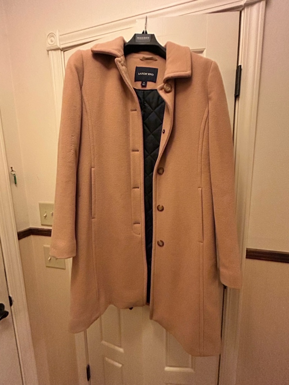 Lands' End Women's Camel Tan Wool-Blend Coat